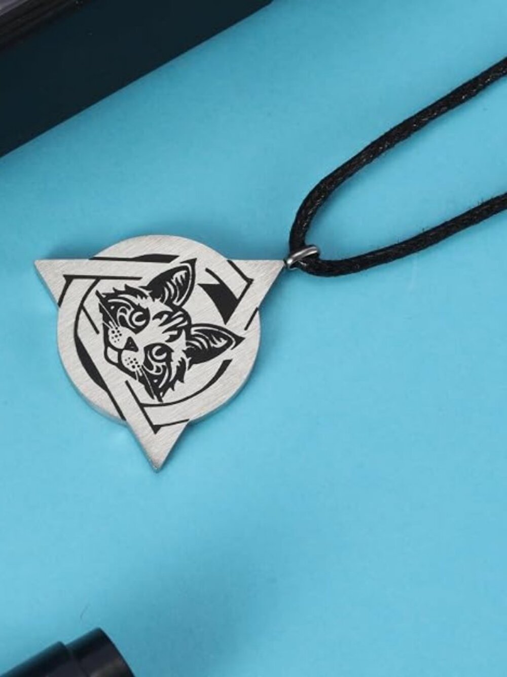 Therian Necklace - Stainless Steel Therian Pride Symbol Necklace with Fox, Wolf